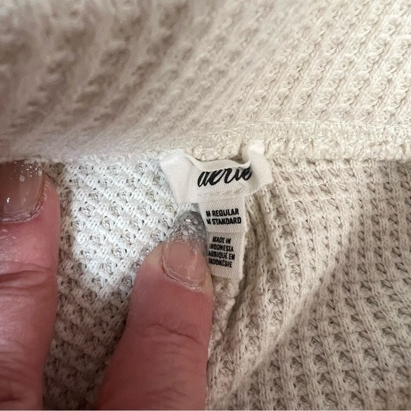 Aerie Oatmeal Waffle Knit Flare Pant SZ MED - Picture 4 of 4